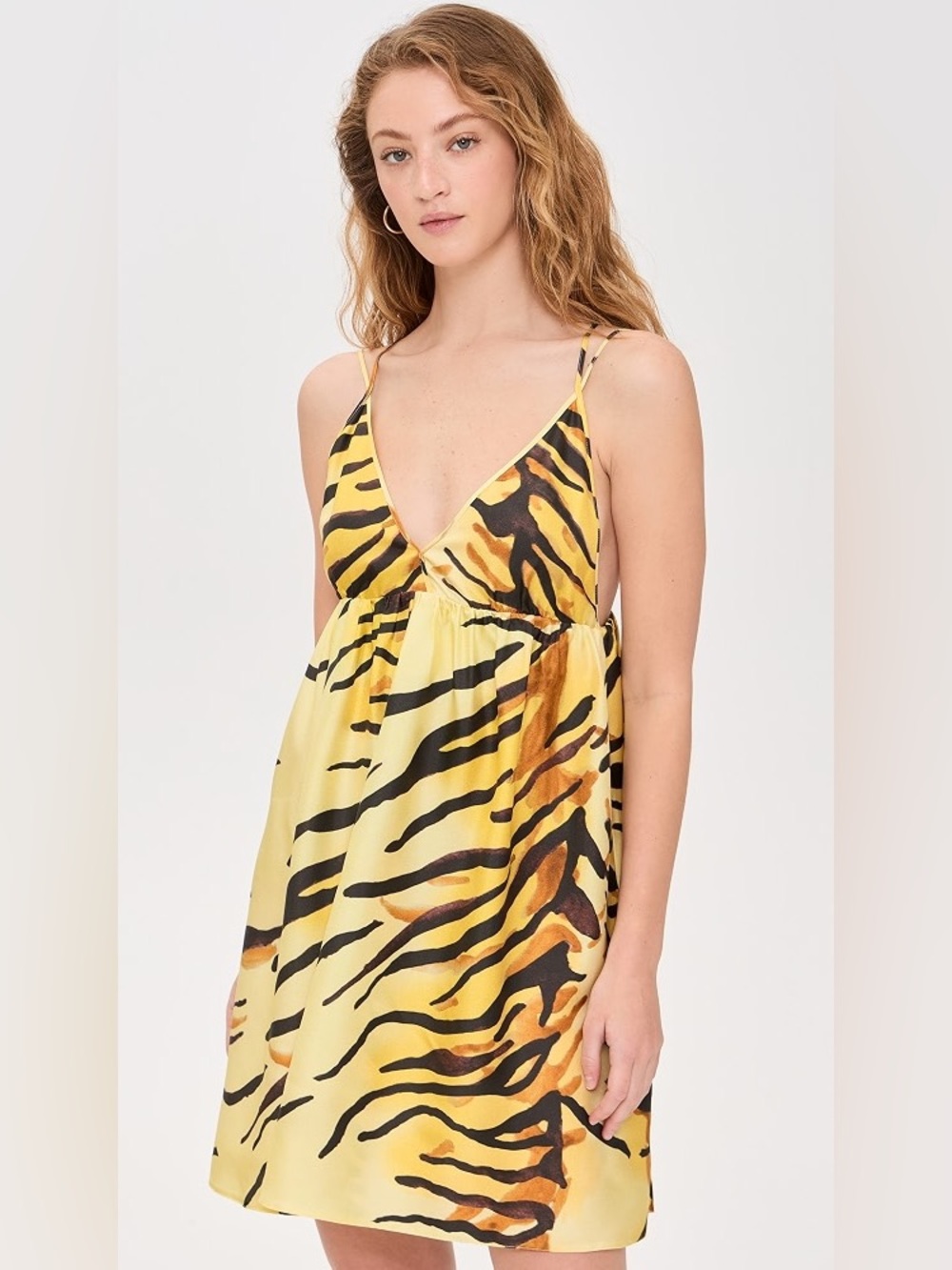 Nanushka Ceil silk tiger mini dress